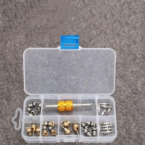 28Pcs R12 R134A Car Air Conditioning A/C Tire Valve Stem Core Remover Tool Kit