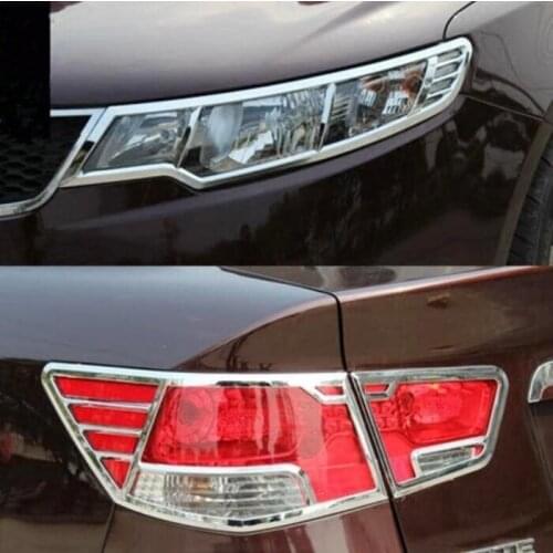 ABS Chrome Car Front Headlight + Rear Tail Light Lamp Cover Trim For 09-12 KIA Forte 2009 2010 2011 2012