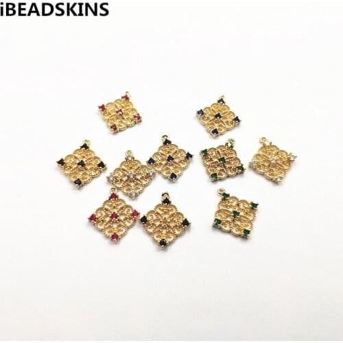 New arrival! 18X16mm 50pcs Crystal rhinestone Square shape charm/Connectors for Necklace,Earrings parts,hand Made Jewelry DIY