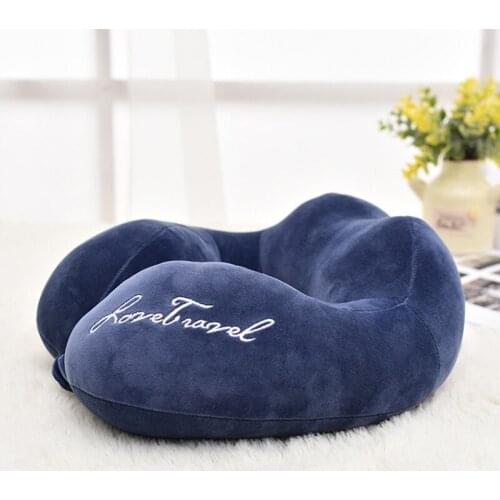 Neck PIllow PPCotton Solid Color Crystal Velvet U-Shaped Pillow Soft Car Plane Travel Cervical protection подушка для беременны