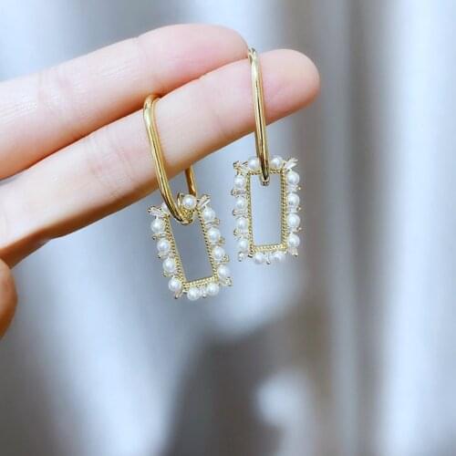 JUWANG Vintage 14 k Real Gold Filled Stud Earrings Luxury Zirconia Pendant Earrings For Women Fine Jewelry Pendientes Mujer