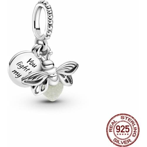2021 New 925 Sterling Silver Luminous Firefly Charm Fit Original 3mm Bracelet&Bangle For Women Birthday Fashion Jewelry Gift