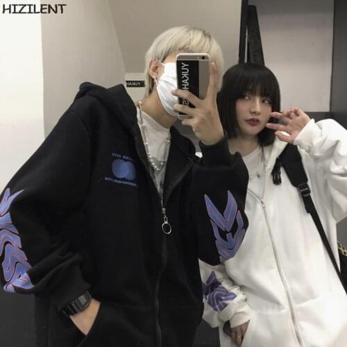 Women Hip Hop Streetwear Hoodies Women Jacket Letter Print Jacket Goth Harajuku Y2k Grunge Clothes Punk Jacket Outwear Zip up