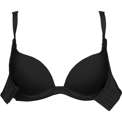 Vgplay Front Closure Women Bra Padded Push Up Underwear Strength Gather Supportive Lingerie Solid Plunge Bralette Big Cup Bras