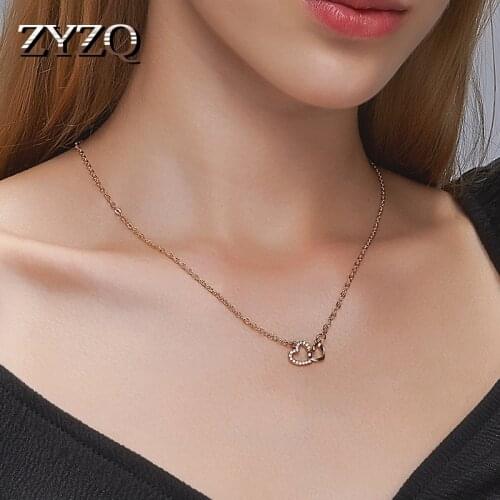 ZYZQ Korean Simple Love Clavicle Chain Temperament Wild Drop Necklace For Women Romantic Valentines day Gift Jewelry