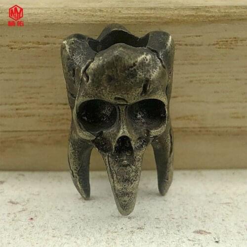 1PC EDC Paracord Beads Teeth Skull Retro Brass Copper Lanyard Pendants Knife Beads Umbrella Rope Cord Beads Pendants