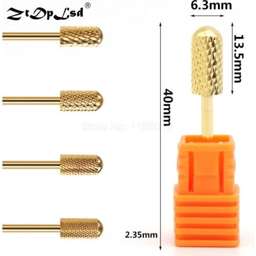 1PCs Golden File Nail Tungsten Steel Drill Bits Electric Cuticle Clean Rotary For Manicure Pedicure Grinding Head Sander Tool
