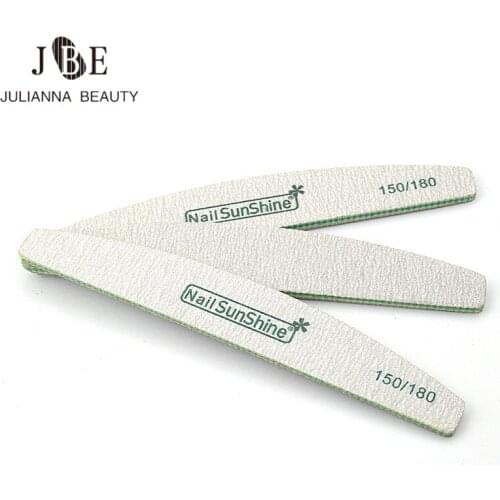 10pcs Washable Nail File 150/180 Half Moon Sandpaper Nail Sunshine Sanding Buffer Block Grinding Polishing Manicure Tools