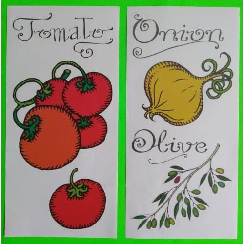 24 packs/box PVC VEGETABLES floral sticker- DIY wall plate kitchen door cup vase tile accessory functional toy hobby living room