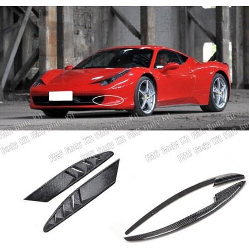 Carbon Fiber Front Air Intake Flow Vents and Front Bumper Wing Canards Case For Ferrari 458 Base Coupe 2 Door 2011-2013 4PCS