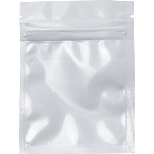 7.5x10cm 100Pieces White Zipper Zip Lock Mylar Foil Packing Bag Smell Proof Aluminum Foil Package Bags Heat Seal Storage Pouch