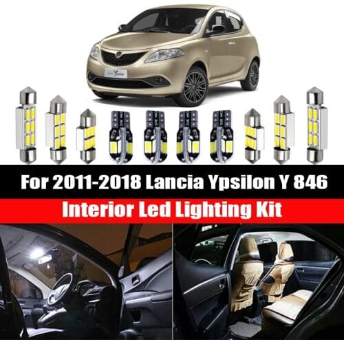 8 Bulbs White Canbus Car LED For Lancia Ypsilon Y 312 846 2011-2018 Interior Map Dome Ceiling Roof Light Kit Trunk Cargo Lamp