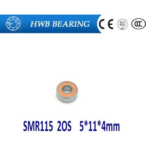 Free shipping COOL RED SEALS 5x11x4mm 1PCS SMR115 2OS CB ABEC7 Stainless Steel Hybrid Ceramic Fishing Reel Bearings