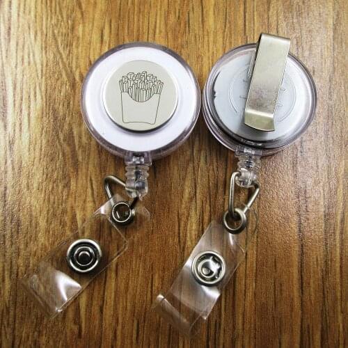 French Fries ID Badge Reel gift for him/her friend family retractable recoil id badge holder work fun
