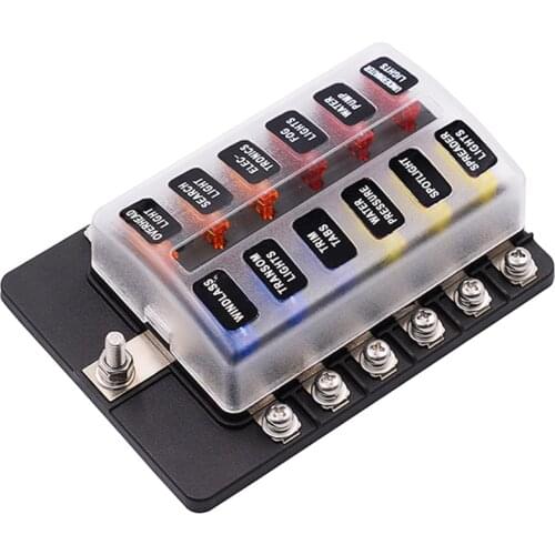 12V 24V Blade Fuse Box Holder 12/6 Ways Modified Fuse Box Terminal Block with LED Warning Light for Car Boat Marine Trike