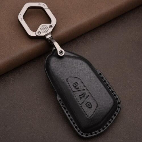 Genuine Leather Car Remote Key Case Cover Fob For Volkswagen VW Golf 8 MK8 For Skoda Octavia Key Protector Shell Bag Accessories