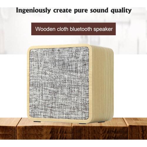 Wooden Retro Mini Speaker Cloth Wireless Portable Wooden Bluetooth Speaker Stereo Small Music Player Home Phone Audio Speaker