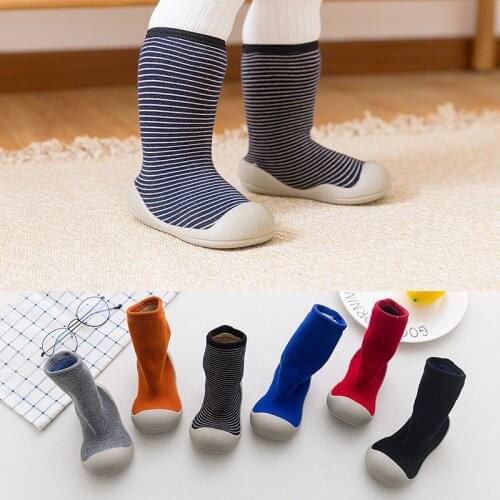 YWHUANSEN kids Childrens flat floor Shoes boy striped knit breathable high Shoes floor to prevent slippery soft baby girls