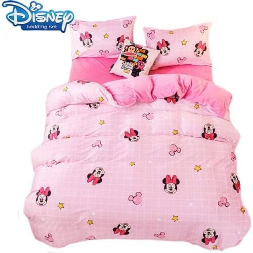 Cartoon Flannel Minnie mouse bedding set for girls bed decor double size comforter covers single bedspread 5 pcs home textile