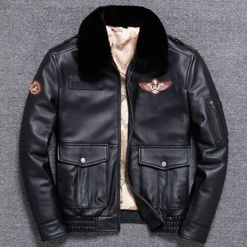 The Second World War Air Force Pilot Serve Jacket Man Head Layer Thickness Cowhide Genuine Leather Clothing Hair