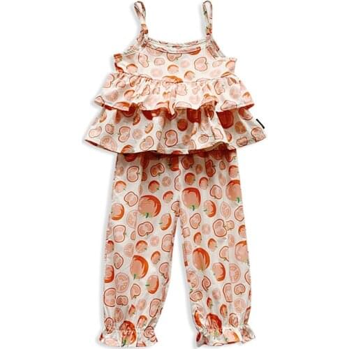 2020 New Baby Girls Summer Clothes Set Two Piece Set Fashion Tomatoes Print Kids Girl Suit Shirt and Pants