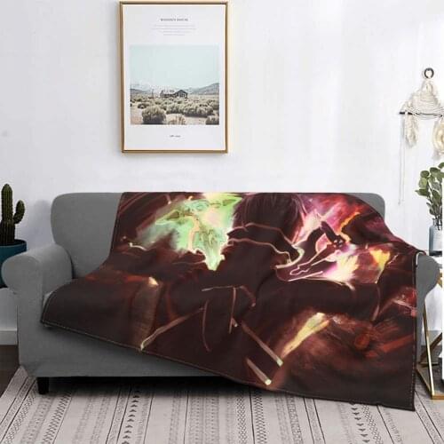 Sword Art Online Bed Blankets Wolf Galaxy Plush Bedspread Fox Soft Throw Blanket Planet Black Linen Blanket for Sofa