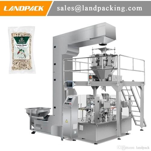 Multihead Weigher Lotus Root Tablets Stand Up Pouch Filling And Sealing Machine Vegetable Chips Doypack Packaging Machine