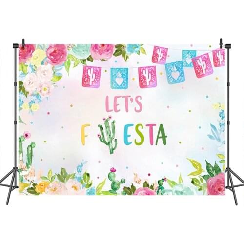 Neoback Lets Fiesta Backdrop Bright flowers Party Background Customized Photographic Backdrops for Photo Studio