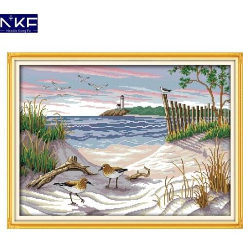 NKF The narrow birds animal style needleponit kits Chinese cross stitch alphabet chart embroidery sets for home decoration