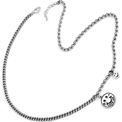 New Arrival 100% 925 Sterling Silver Romantic Love Me Smile Face Ladies Stitching Necklace Promotion Women Christmas Gift