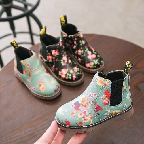 2021 Autumn/Winter Children Boots Boys Girls Leather Martin Boots Plush Fashion Waterproof Non-slip Warm Kids Boots Shoes 21-36