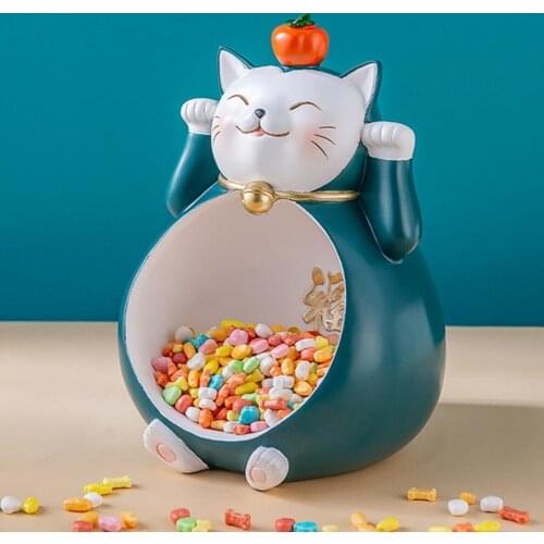 Gift Lucky Cat Candy Key Sundries Storage Ornaments sculpture Creative Entrance TV Cabinet Coffee Table Decor Astronaut Gift