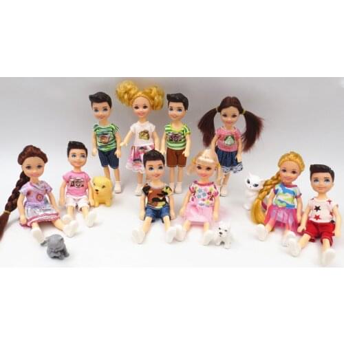 Pop it Random 2 Kelly dolls+1 Pet dog(Including clothe)5 inch Kellyes Doll Small Dolls / Baby Toys For Children birthday present