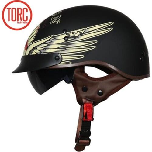 Professional half face motorcycle helmet DOT Approved with sunglasses design Motorbike helmet for Adults TORC helmet