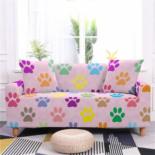 Luxury 3D Cute Cat Paw Print Sofa Cover Slipcover Stretch Sofa Covers for Living Room Elastic Couch Chair Cover 1-4-seater