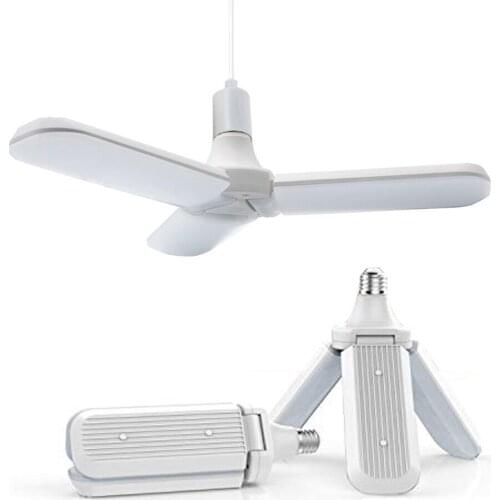 LED Bulb 45W E27 AC90-265V Foldable Fan Pendant Light Home Energy Saving Light Garage light Blade Angle Adjustable Ceiling Lamp