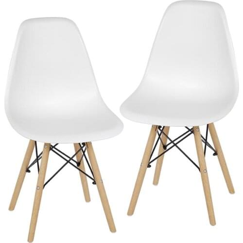 2Pcs Dining Chair Modern Bar Chair Kitchen Chair With Padded Seat Faux PP Leather Wooden Legs Lounge Chair For Dinning Room HWC