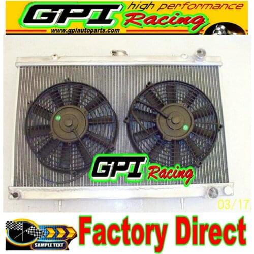 Alloy radiator + fan For Nissan Skyline GTR/GTS-4/GTS-T R32 BNR32/HCR32/ECR32 RB26/RB20 MT