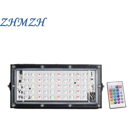 50W RGB LED Flood Lights Wireless Remote Control COB Chip LED Outdoor Lamps Waterproof Landscape Lamp Dimmable Street Lamp