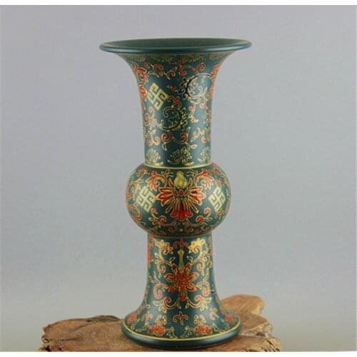 Chinese Antique Qing Dynasty Malachite Green Palace Hua Gu vases-porcelain For Creative Gifts