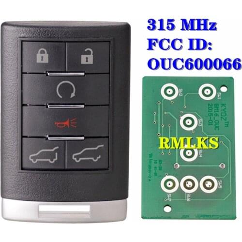 Replacement Keyless Entry Remote Key Control Fob 6 Button 315Mhz for Cadillac Escalade STS CTS DTS 2008- 2011 FCC: OUC6000066