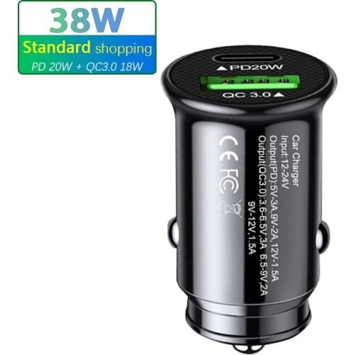 ROXGOCT 38W Mini Car Cigarette Lighter Charger Type C PD QC3.0 Quick Charging Universal SUV Truck Car For iphone 12 11 Xiaomi 11