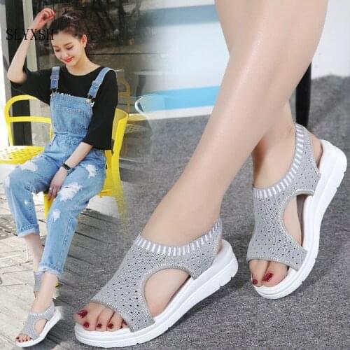 SLYXSH 2019 summer sandals women ladies white platform wedge sandals shoes tenis feminino flat sandals shoes woman sandals