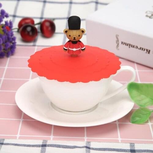 1Pcs Silicone Lid for Mug Reusable Dust-proof Bowl Cup Cover Leak-proof Lids Cute Fruits Animal Decor Mugs Cap