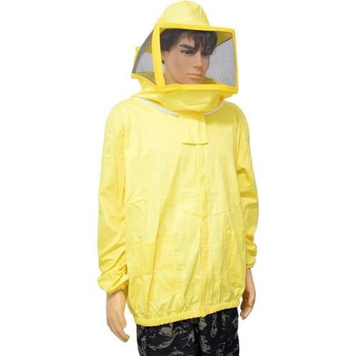 100% Cotton Beekeeper Jacket Beekeeping Suit with Removeable Square Veil Hood for Beekeeper Men Women