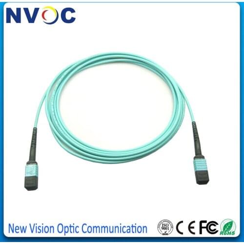 2Pcs/Lot,MM,OM4,8core,10M,MPO(SENKO) Male to MPO Female Fiber Optic PatchCord,Polarity Type B,3.0mm Mini LSZH Aqua Round Cable