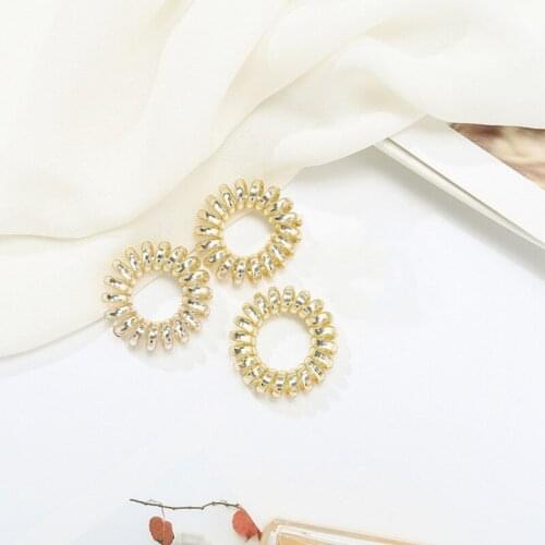 3pcs/set Solid Elastic Band Ornament Ponytail Girl Hair Accessories Headdress Women Headdress Plastic Telephone Wire Scrunchies