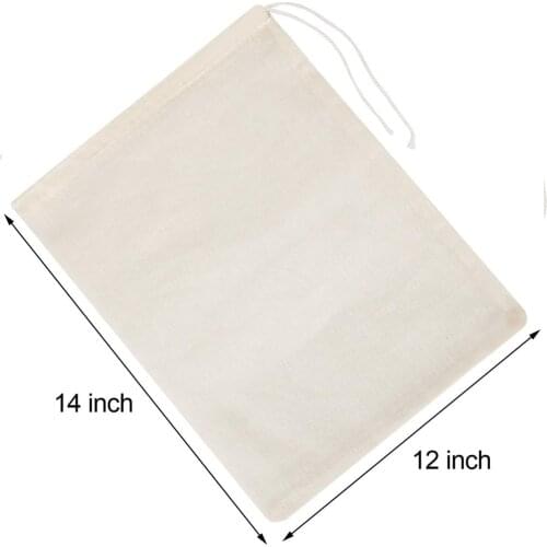 4 Pieces Cheese Bags 12 x 14 Inches Nut Milk Colander Cotton Muslin Bags Mesh Food Bags for Yogurt Coffee Tea Juice Wine Large