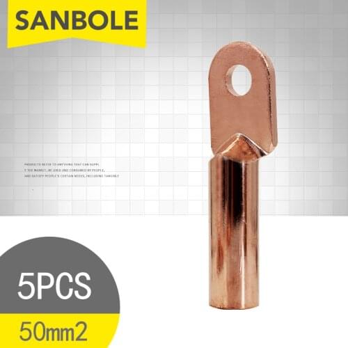 5pcs Wiring Terminal DT-50 Open Barrel Wire Crimp Connector Copper Ring Lug Terminals Eyelets Tubular