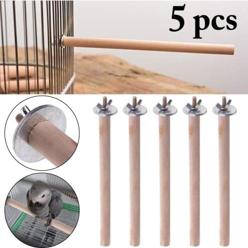 5PCS Bird Perch Bite-resistant Wood Bird Cage Perch Parrot Perch Bird Chew Toy Parrot Stand Platform Pet Birds Accessories